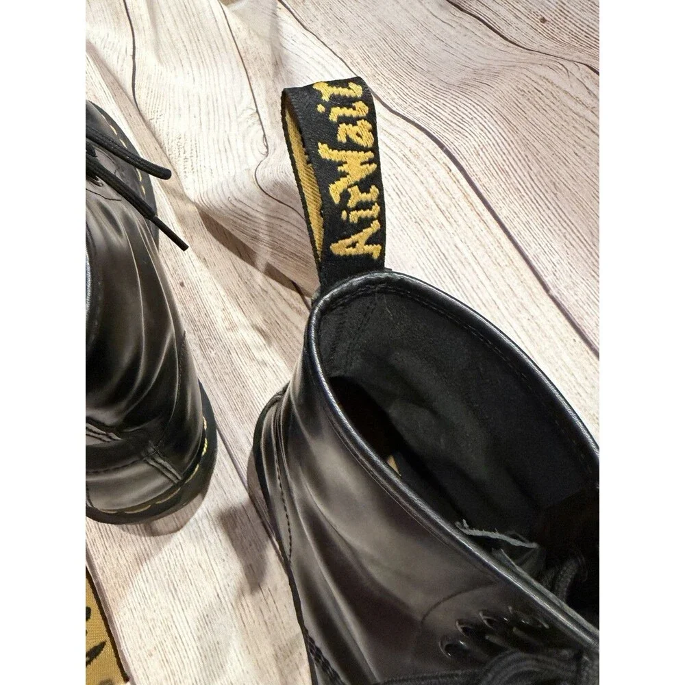 Dr Martens 1460 Patent Smooth Leather Boots Men Size 8 Black Lace Up